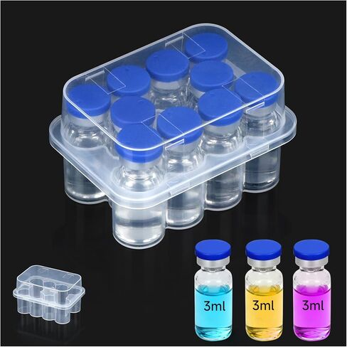 Leng Ke 10-Slot Peptide Case for Fridge, 3ml Vial Storage Case for Refrigerator, Transparent Box for 1-3ml Glass Vials, Secure 3ml Insulin Vial Holder for Diabetic Care in Kuwait