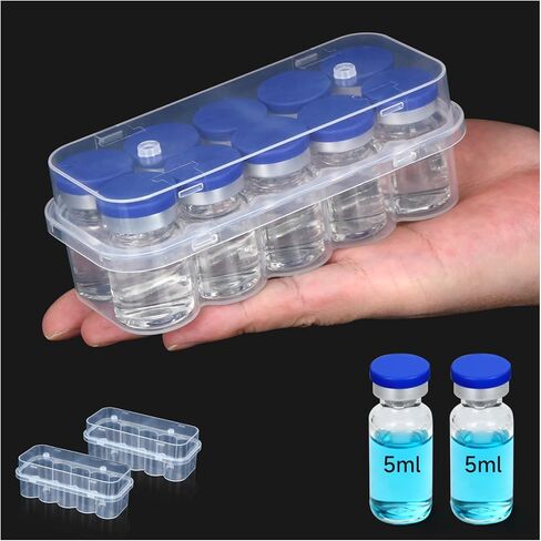 عبوتان من علبة الببتيد للثلاجة ذات 10 فتحات، وحقيبة تخزين قارورة 3 مل للثلاجة، وحقيبة سفر مبرد الأنسولين معتمدة من إدارة أمن المواصلات الأمريكية، وحامل تخزين قارورة الببتيد 3 مل للأنسولين، GLP-1، الببتيدات -BawnBox- شفاف in Kuwait