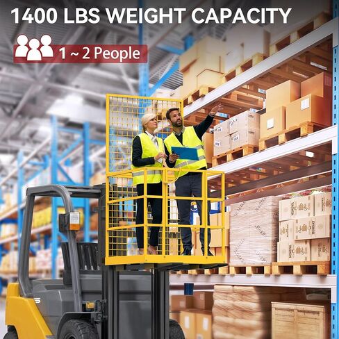 YITAMOTOR 43"x45" Forklift Safety Cage, 1400lbs Forklift Man Basket Work Platform with Safety Strap, Heavy Duty Collapsible Lift Cage for Most Aerial Jobs in Saudi Arabia