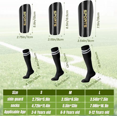 Soccer Shin Guards for Kids, Youth and Adults, Includes Optimized Pocketed Shin Guard Sleeves & Grip Socks - Protective Soccer for Boys and Girls Aged 3-15 in Saudi Arabia