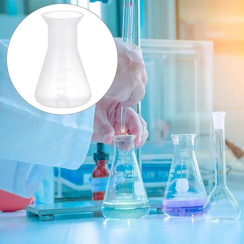 Conical Flask for Chemistry Lab 8X6 Inch Erlenmeyer Glass Bottle with Cover and Scale Line for Accurate Measurement and Stable Base Laboratory Tool for Science Experiments in Kuwait