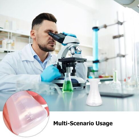 Conical Flask for Chemistry Lab 8X6 Inch Erlenmeyer Glass Bottle with Cover and Scale Line for Accurate Measurement and Stable Base Laboratory Tool for Science Experiments in Kuwait