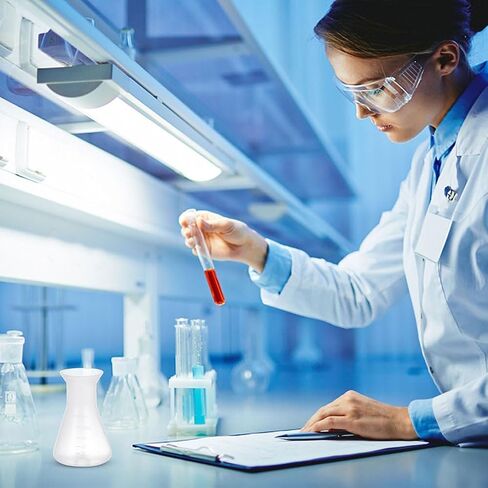 Conical Flask for Chemistry Lab 8X6 Inch Erlenmeyer Glass Bottle with Cover and Scale Line for Accurate Measurement and Stable Base Laboratory Tool for Science Experiments in Kuwait