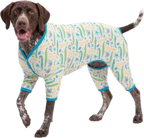 LovinPet Male Large Dog Bodysuit - Lightweight Stretchy Fabric, Crocodile in The Jungle Print, Dog Jumpsuit, Pet Uv Protection Shirt, Easy to Wear Adorable Big Dog Clothes,2XL in Kuwait