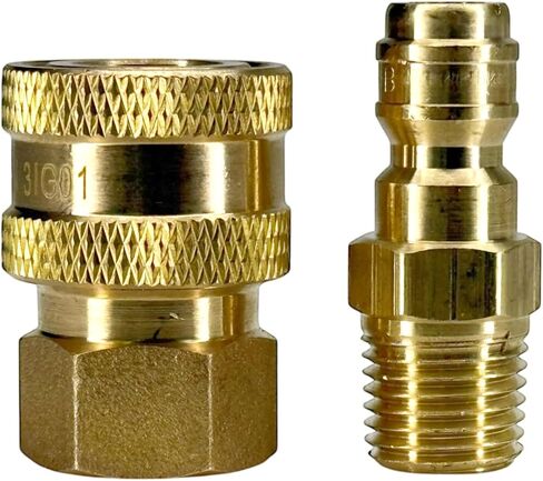 طقم قطع الاتصال السريع الأصلي من سلسلة Dixon E-Series 3/8 - (1 قيراط) 3EF3-B | (1 قيراط) E3M3-B - نحاس | تبادل الغسيل بالضغط المستقيم | ضغط عمل 2700 رطل لكل بوصة مربعة (3/8 بوصة × 3/8 بوصة MNPTF) in Kuwait