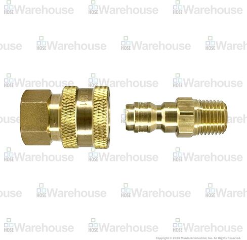 طقم قطع الاتصال السريع الأصلي من سلسلة Dixon E-Series 3/8 - (1 قيراط) 3EF3-B | (1 قيراط) E3M3-B - نحاس | تبادل الغسيل بالضغط المستقيم | ضغط عمل 2700 رطل لكل بوصة مربعة (3/8 بوصة × 3/8 بوصة MNPTF) in Kuwait