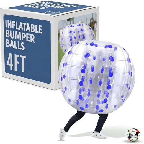 Houseables Human Bubble Ball, Human Hamster Ball, 5FTx4FT, Zorb Ball, Bumper Balls for Adults & Kids, Giant Hamster Ball for Humans, Bubble Soccer, Inflatable Balls to Get Inside, Blue & Clear, 1 Pack in Kuwait