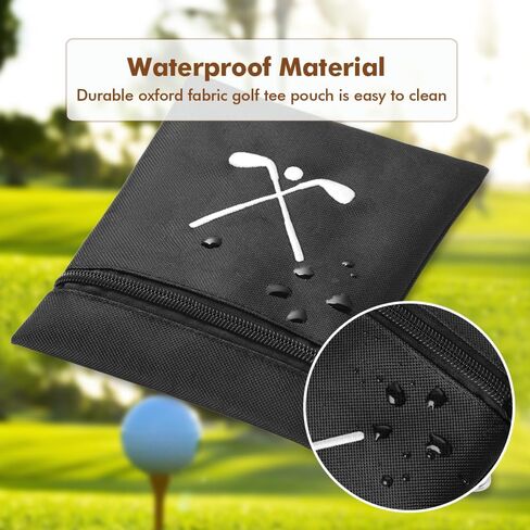 Golf Tee Bag, Waterproof Golf Tee Pouch with Rotating Clip, 6.9x5.4'' Zipper Valuables Pouch, Portable Golf Ball Holder Accessories Storage Bags for Men Women in Kuwait