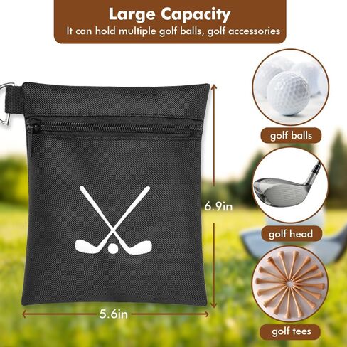 Golf Tee Bag, Waterproof Golf Tee Pouch with Rotating Clip, 6.9x5.4'' Zipper Valuables Pouch, Portable Golf Ball Holder Accessories Storage Bags for Men Women in Kuwait