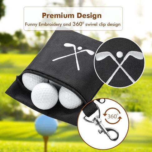 Golf Tee Bag, Waterproof Golf Tee Pouch with Rotating Clip, 6.9x5.4'' Zipper Valuables Pouch, Portable Golf Ball Holder Accessories Storage Bags for Men Women in Kuwait