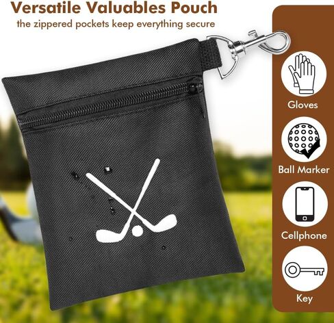 Golf Tee Bag, Waterproof Golf Tee Pouch with Rotating Clip, 6.9x5.4'' Zipper Valuables Pouch, Portable Golf Ball Holder Accessories Storage Bags for Men Women in Kuwait