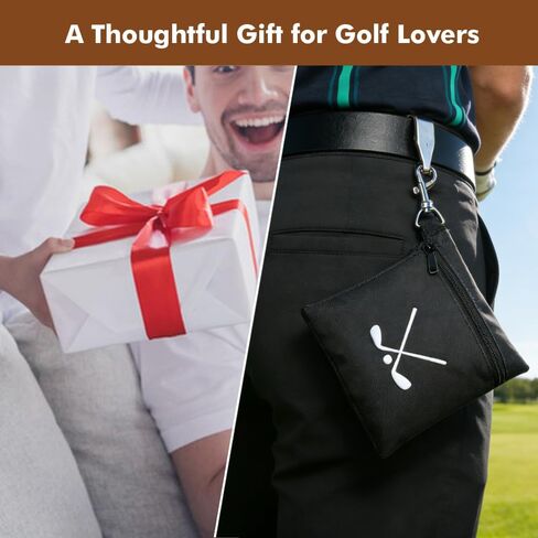 Golf Tee Bag, Waterproof Golf Tee Pouch with Rotating Clip, 6.9x5.4'' Zipper Valuables Pouch, Portable Golf Ball Holder Accessories Storage Bags for Men Women in Kuwait