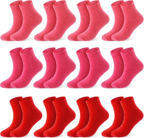 Foaincore 12 Pairs Galentines Day Gifts for Her Women Fuzzy Socks Bulk Winter Warm Sleeping Soft Fluffy Microfiber Socks for Galentines Gifts Women Adult in Saudi Arabia