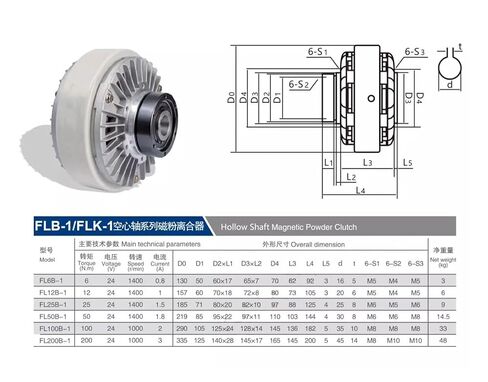FL50B-1 5kg Hollow Shaft Magnetic Powder Clutch, Tension Controlled Winding Brake in Saudi Arabia