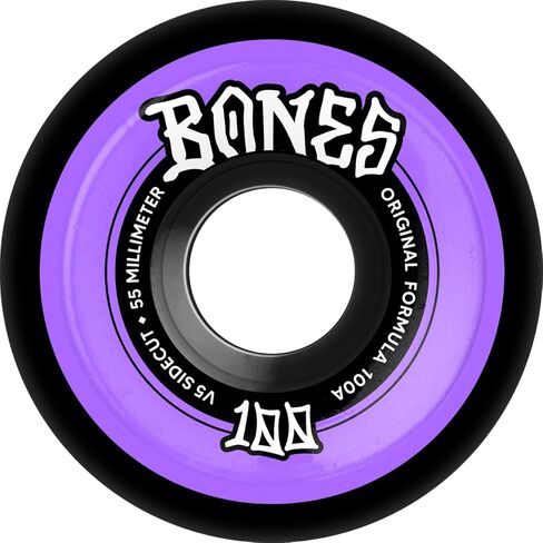 Bones Wheels OG Forumla Sidecuts 100's Skateboard Wheels, 55mm, 100A, V5 Sidecut, Black in Saudi Arabia