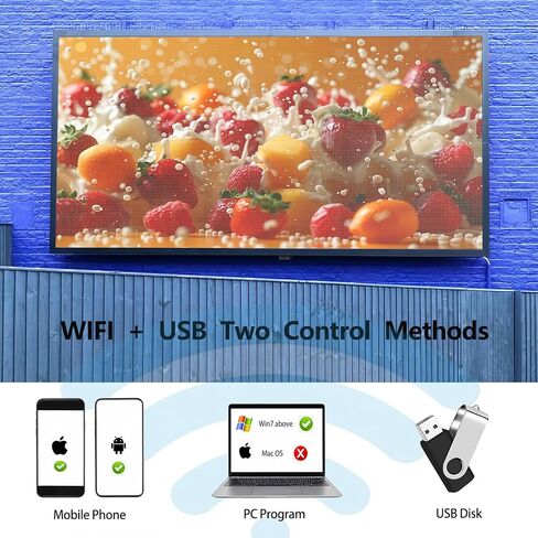 P3 Led Scrolling Programmable Signs, 320x128px High Resolution Digital LED Signage Displays, WIFI & USB Control Electronic Message Board Business Advertising Sign, Support Text/Image/Video 40"x18" in Saudi Arabia