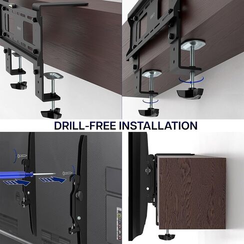 حامل تلفاز VIVO No Drill Clamp-on Mantel لشاشات من 32 إلى 50 بوصة، دعامة إمالة تحمل ما يصل إلى 44 رطلاً، VESA حتى 400x400، أسود، MOUNT-M50C in Saudi Arabia
