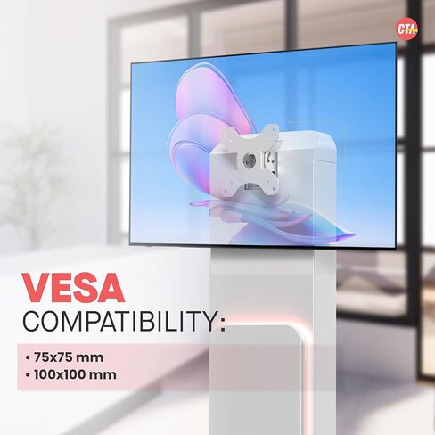 Brandable Kiosk Floor Stand for Displays – with Custom Branding Panel & LED Lights VESA 75x75 100x100 Monitor TV Tablet Displays – Lockable Secure (ADD-VFSKLED) in Saudi Arabia