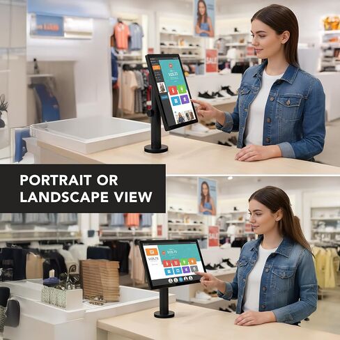 Mount-It! POS Monitor Stand, Adjustable Desktop VESA Mount for 13–32 Inch Screens, Height Adjustable Full Motion Swivel Tilt Rotation, Freestanding or Bolt-Down Base for Retail, Kiosks, Checkout in Kuwait