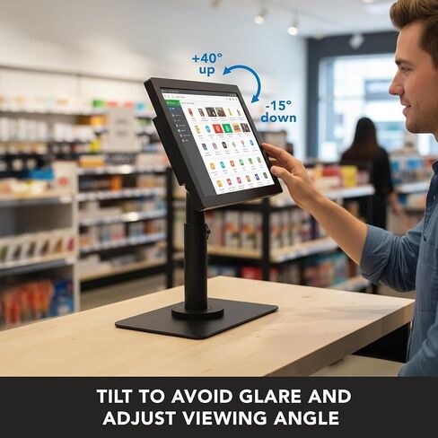 Mount-It! POS Monitor Stand, Adjustable Desktop VESA Mount for 13–32 Inch Screens, Height Adjustable Full Motion Swivel Tilt Rotation, Freestanding or Bolt-Down Base for Retail, Kiosks, Checkout in Kuwait