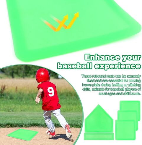 Baseball Home Plate Set, Glow in The Dark Baseball Softball for Practice, with 3 Base Plates, a Home Plate,a Pitcher’s Plate, 4 Pickballs, 1 Storage Bag in Kuwait