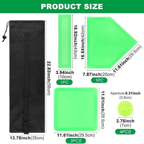 Baseball Home Plate Set, Glow in The Dark Baseball Softball for Practice, with 3 Base Plates, a Home Plate,a Pitcher’s Plate, 4 Pickballs, 1 Storage Bag in Kuwait