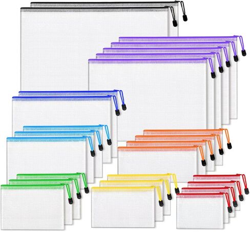 26pcs Mesh Zipper Pouch Bags, 8 Sizes Plastic zippered Storage Bags for Organizing, Clear Pouches with Zipper, Waterproof Mesh Pouch for Office School Supplies, Home Organize, Travel Storage in Kuwait