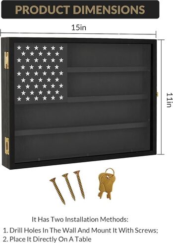 Challenge Coin Display Case, 4-Row Wooden Challenge Coin Holder Display with Double-Groove Shelves, Lock & Acrylic Door, for Military Medals, Casino Poker Chips, Collectibles, Black in Saudi Arabia
