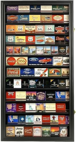 Souvenir Coin Poker Chips Display Case Cabinet Holder Matches Matchbook Display Case Frame Rack Holds up to 117 MatchBooks or Boxes 98% UV Locks (Black Finish) in Saudi Arabia