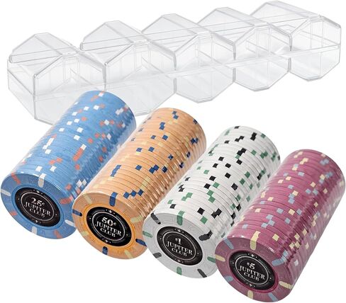 مجموعة إطلاق اختبار نادي جوبيتر مكونة من 100 قطعة | شريحة بوكر كبيرة الحجم 43 مم 11 جرام | إحساس فاخر من الطين بنسبة 100% للألعاب النقدية المنزلية والبطولات ذات الرهانات العالية in Kuwait