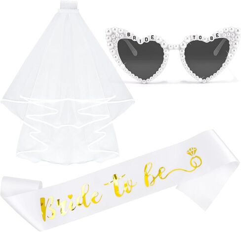 Crystal Bride to Be Sash and Bridal Veil with Clips, Bachelorette Party Decorations Set - Bachelorette Shower Gifts for Bride, Bridal Party Favors Wedding Accessories in Saudi Arabia