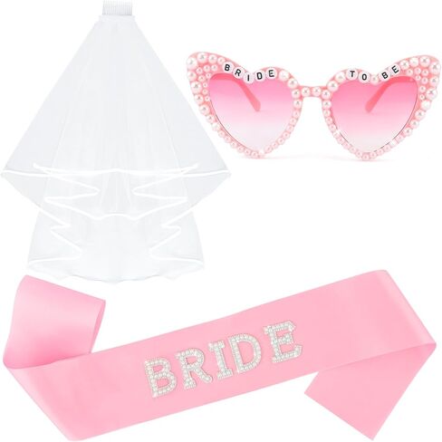 Crystal Bride to Be Sash and Bridal Veil with Clips, Bachelorette Party Decorations Set - Bachelorette Shower Gifts for Bride, Bridal Party Favors Wedding Accessories in Saudi Arabia