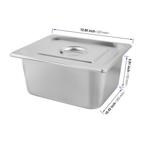 3 Pack Anti-Jam Hotel Pans, 1/2 Size 6 Inch Deep Steam Table Pan with Lid, Catering Storage Metal Food Pan for Home, Restaurant, Buffet in Kuwait