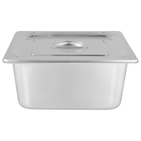 3 Pack Anti-Jam Hotel Pans, 1/2 Size 6 Inch Deep Steam Table Pan with Lid, Catering Storage Metal Food Pan for Home, Restaurant, Buffet in Kuwait