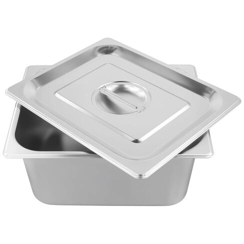 3 Pack Anti-Jam Hotel Pans, 1/2 Size 6 Inch Deep Steam Table Pan with Lid, Catering Storage Metal Food Pan for Home, Restaurant, Buffet in Kuwait