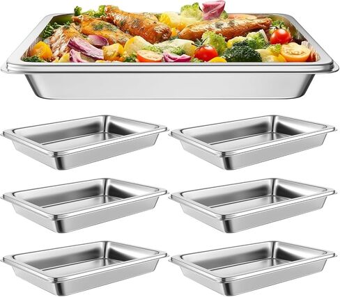 Hotel Pans Full Size 2.5" Deep, Restaurant Supplies Stainless Steam Table Pans 1/1 Size 22 Gauge Commercial Food Pans, 6 Pack Anti Catering Pans in Kuwait