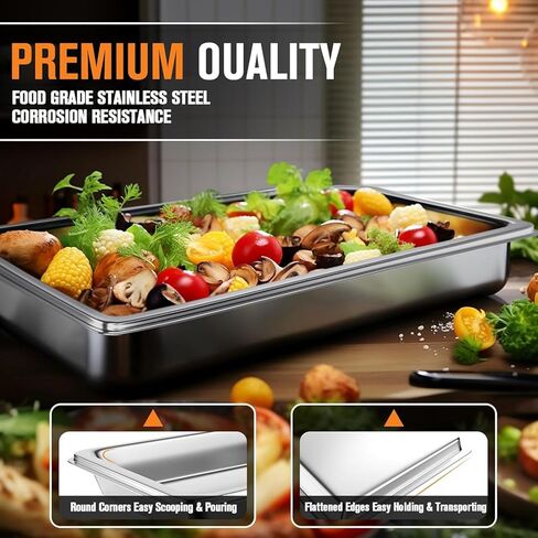 Hotel Pans Full Size 2.5" Deep, Restaurant Supplies Stainless Steam Table Pans 1/1 Size 22 Gauge Commercial Food Pans, 6 Pack Anti Catering Pans in Kuwait