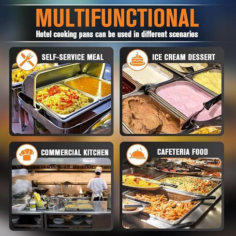 Hotel Pans Full Size 2.5" Deep, Restaurant Supplies Stainless Steam Table Pans 1/1 Size 22 Gauge Commercial Food Pans, 6 Pack Anti Catering Pans in Kuwait