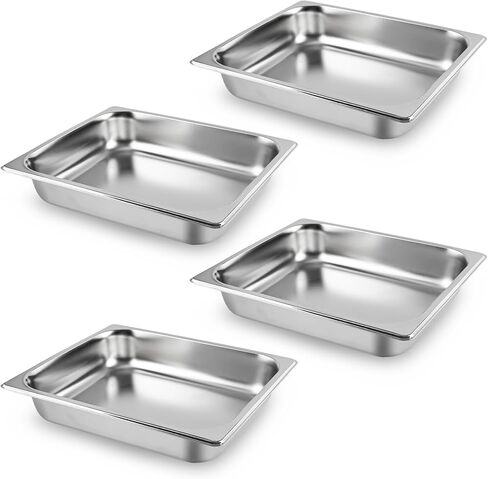 4-Pack 1/2 Half Size Steam Table Pans, 2.5 Inch Deep Restaurant Steam Table Pans Commercial, Hotel Pan Made of 201 Gauge Stainless Steel in Saudi Arabia