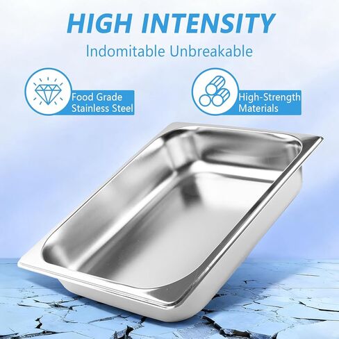 4-Pack 1/2 Half Size Steam Table Pans, 2.5 Inch Deep Restaurant Steam Table Pans Commercial, Hotel Pan Made of 201 Gauge Stainless Steel in Saudi Arabia