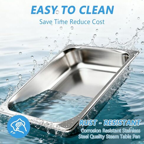 4-Pack 1/2 Half Size Steam Table Pans, 2.5 Inch Deep Restaurant Steam Table Pans Commercial, Hotel Pan Made of 201 Gauge Stainless Steel in Saudi Arabia