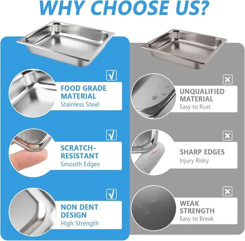 4-Pack 1/2 Half Size Steam Table Pans, 2.5 Inch Deep Restaurant Steam Table Pans Commercial, Hotel Pan Made of 201 Gauge Stainless Steel in Saudi Arabia