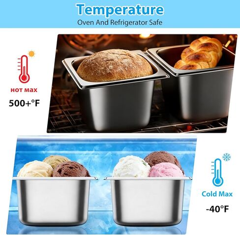 6 عبوات من مقالي الفنادق مع غطاء، مجموعة مقالي طاولة بخار بحجم 1/6 للطعام، مقلاة تقديم طعام تجارية عميقة مقاس 4 بوصات من الفولاذ المقاوم للصدأ مقالي بخار للفنادق والبوفيه والمطاعم والحفلات in Kuwait