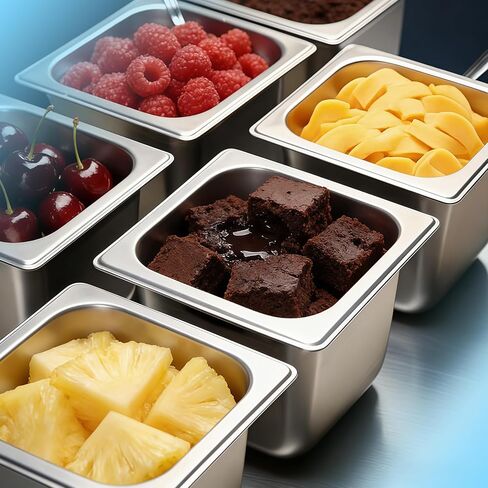 6 عبوات من مقالي الفنادق مع غطاء، مجموعة مقالي طاولة بخار بحجم 1/6 للطعام، مقلاة تقديم طعام تجارية عميقة مقاس 4 بوصات من الفولاذ المقاوم للصدأ مقالي بخار للفنادق والبوفيه والمطاعم والحفلات in Kuwait