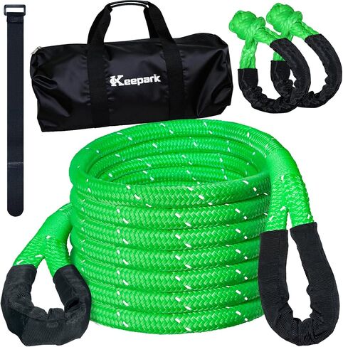 Kinetic Recovery Tow Rope Kit - 35% Stretch, 5/8inch x 20ft 15,100lb Breaking Strength Tow Strap with 2 Soft Shackles for Safe Off-Road Vehicle Recovery of Jeep, Truck, SUV, UTV, ATV in Saudi Arabia