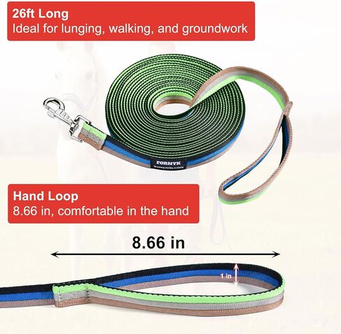 Lunge Line for Horse, Equine Lunge Line with Solid Swivel Alloy Trigger Buckle for Accurate Equestrian Training, Competition and Daily Use, 26ft/8m (Black-Blue-Beige-Green) in Kuwait