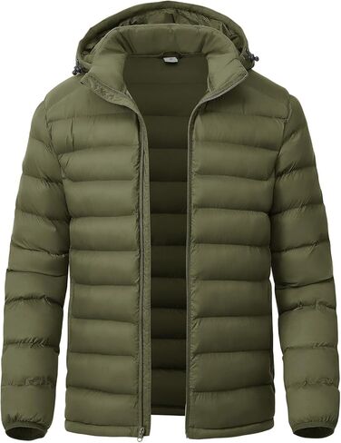 YSENTO Men's Down Alternative Jackets Lightweight Water-Resistant Winter Insulated Puffer Coat Detachable Hood in Kuwait