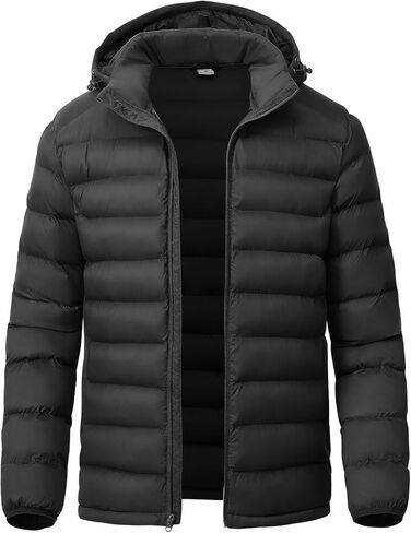 YSENTO Men's Down Alternative Jackets Lightweight Water-Resistant Winter Insulated Puffer Coat Detachable Hood in Saudi Arabia