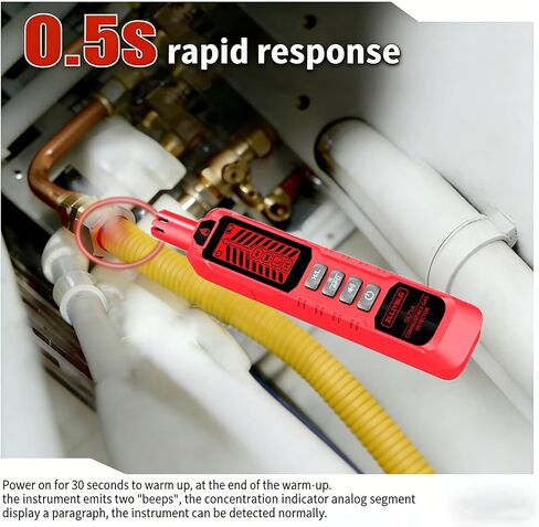 Natural Gas Detector with Sound and Light Alarm, Portable Gas Sniffer, Used to Locate Combustible Gas leaks, Methane, Household Propane and Other Combustible Sources (Including Battery x2) - red in Saudi Arabia