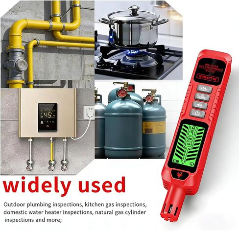Natural Gas Detector with Sound and Light Alarm, Portable Gas Sniffer, Used to Locate Combustible Gas leaks, Methane, Household Propane and Other Combustible Sources (Including Battery x2) - red in Saudi Arabia
